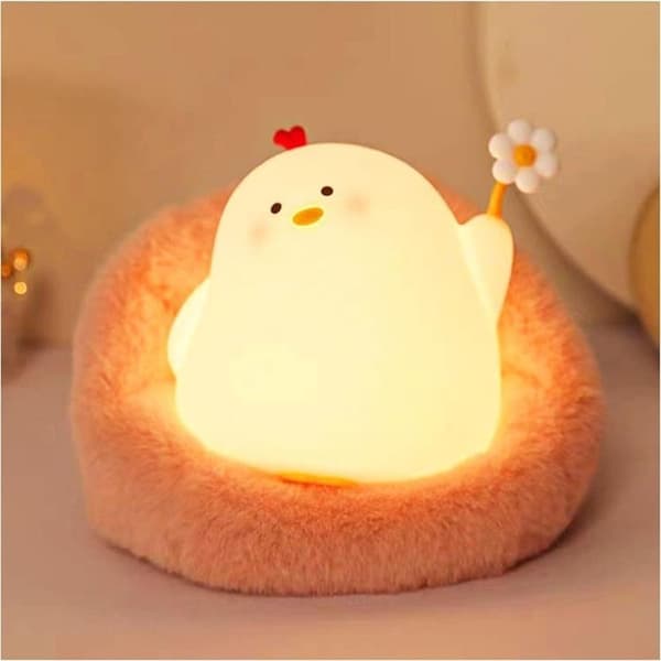 LED Nattlampa Tryck Chicken Art Deco - Vit Vit
