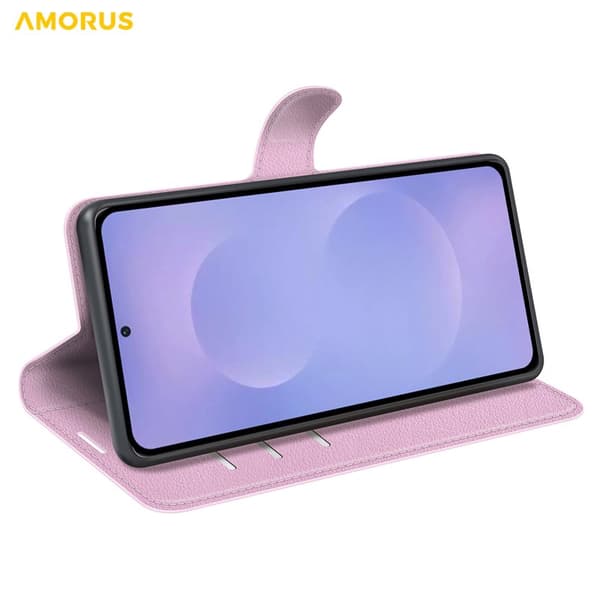Amorus Plånboksfodral för Samsung Galaxy S26 Plus Konstläder Stativ - Rosa