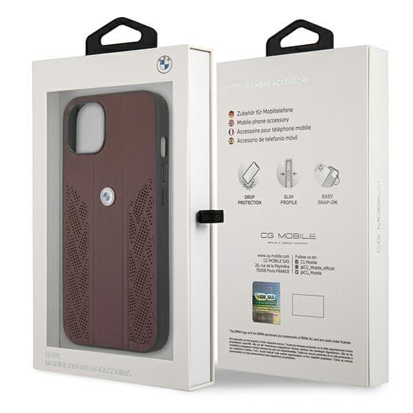 BMW Skal iPhone 13 mini Læder Curve Perforate - Rød Red