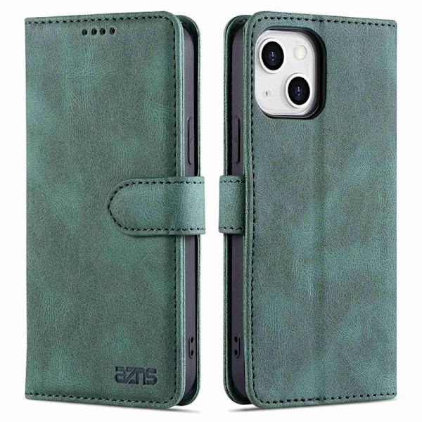 AZNS iPhone 14 Plus Plånboksfodral Konstläder - Grön
