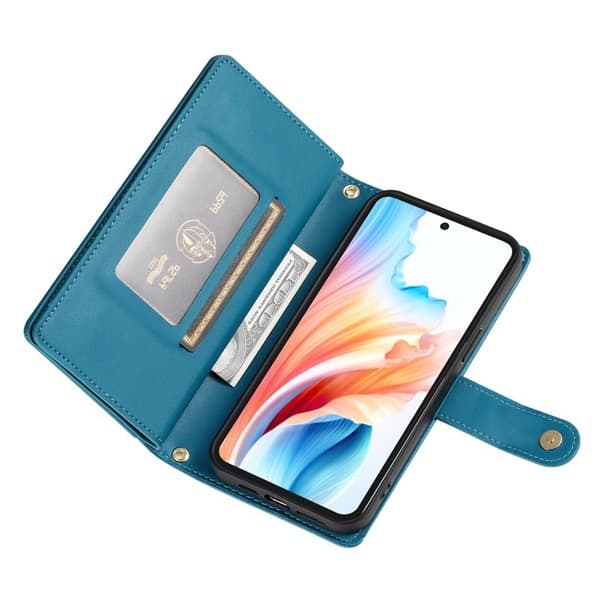 Samsung Galaxy S26 Edge Plånboksfodral Dragkedja Konstläder - Blå