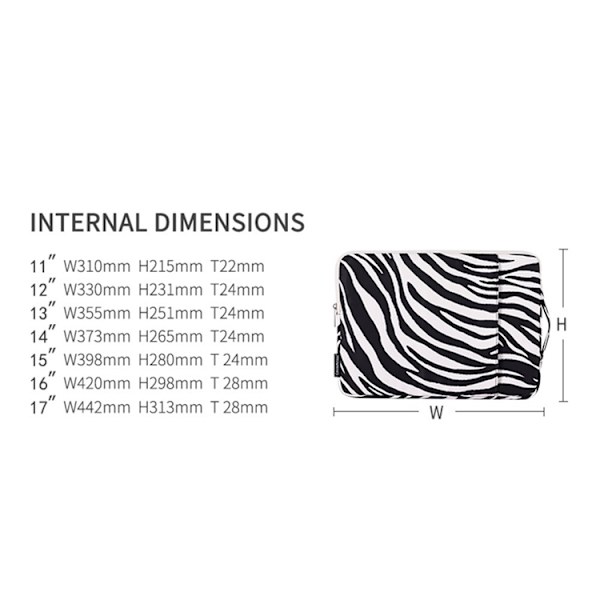CANVASARTISAN MacBook Air Datorfodral 11'' Zebra Pattern H33-89 Svart