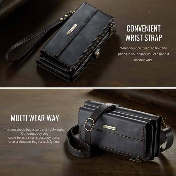 CASEME iPhone Air Konstläder Plånboksfodral RFID-Skydd Zipper Svart