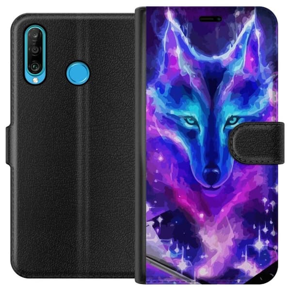 Plånboksfodral till Huawei P30 lite med Neon Varg