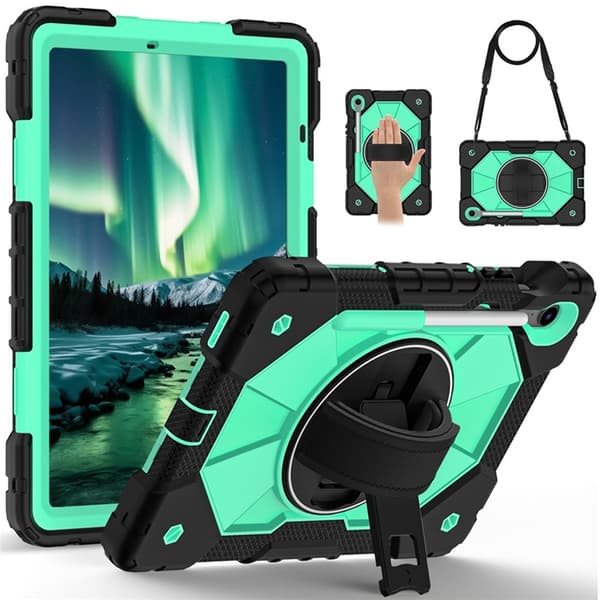 Galaxy Tab S10 FE/S9 FE/S9 Skal Kickstand med Rem - Mintgrön Grön