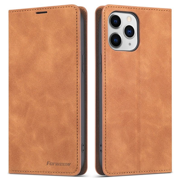 FORWENW iPhone 13 mini Plånboksfodral i Konstläder - Brun