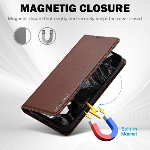 LC.IMEEKE L1 Series Google Pixel 8a Plånboksfodral Konstläder - Brun