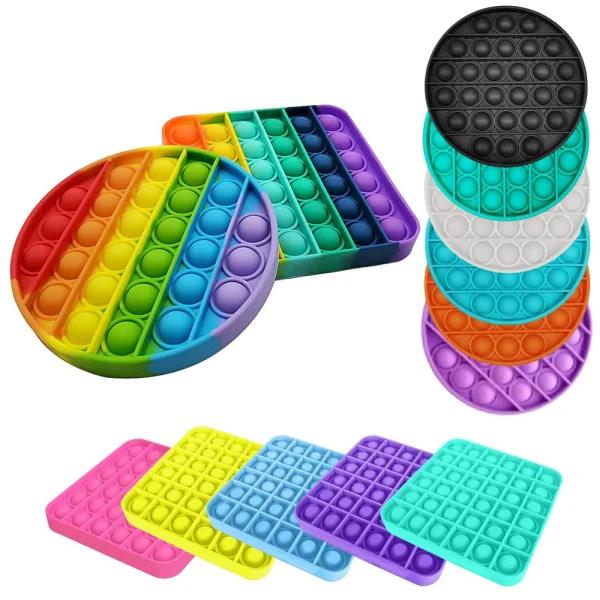 Pop it Fidget Toy - Flera Färger & Modeller - Rund - Rainbow Rund - Rainbow  (1 Pack)