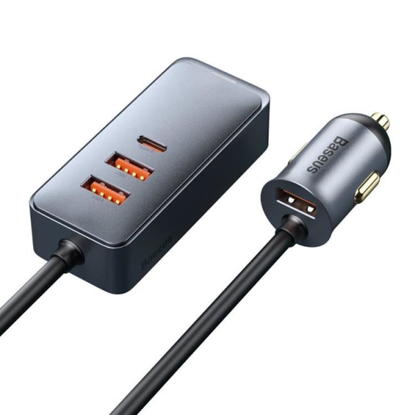Baseus Power Autolaturi USB-C - 3x USB 120W - harmaa 3ac0 | 250 | Fyndiq