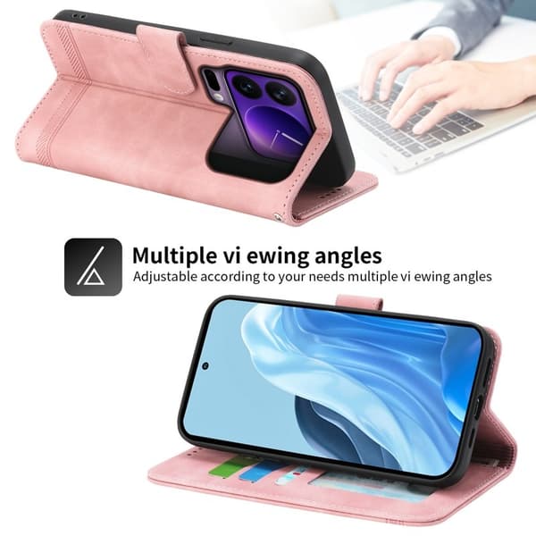 DIERFENG DF-03 Plånboksfodral för Xiaomi 17 Pro Konstläder - Rosa