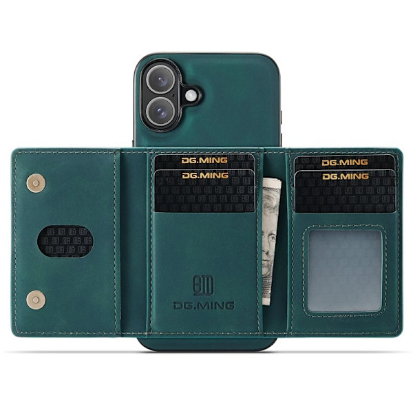 DG.MING M2 Series Mobilskal till iPhone 16 PU+PC+TPU Grön