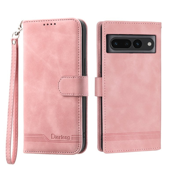 DIERFENG DF-03 Plånboksfodral för Google Pixel 7 Pro 5G Konstläder - Rosa