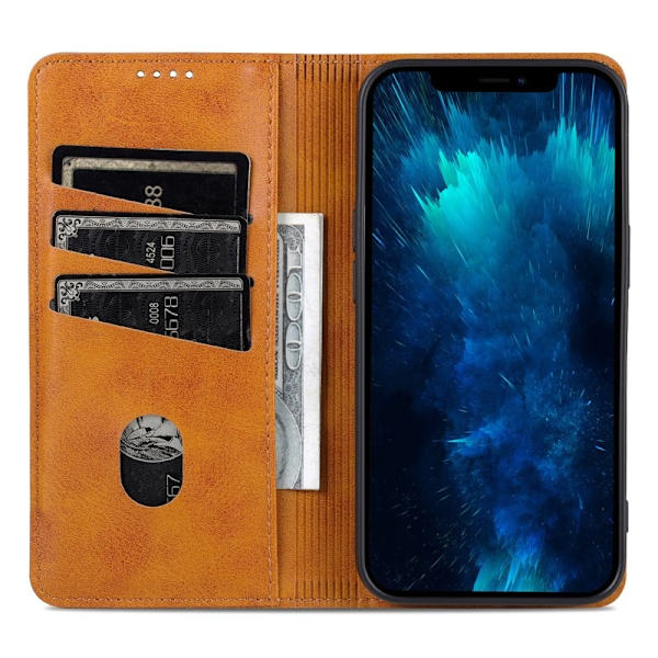 AZNS iPhone 16 Pro Max Plånboksfodral Folio Konstläder - Brun