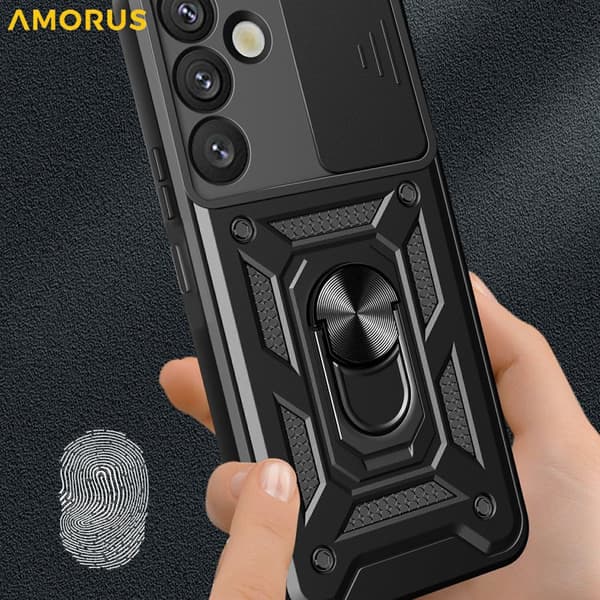 Amorus Mobilskal för Samsung Galaxy S26 Kickstand PC + TPU - Guld