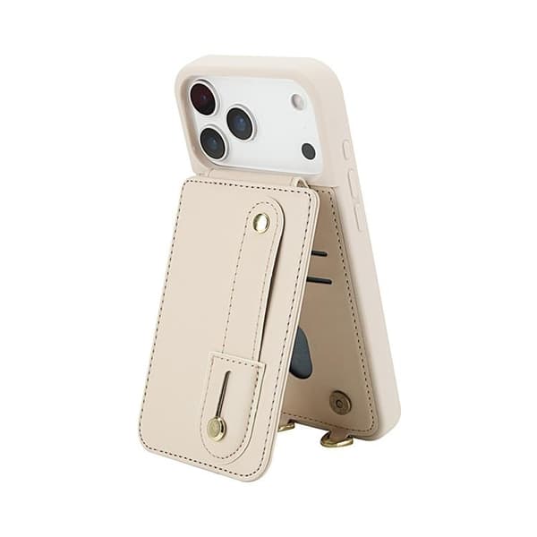 Mobilskal till iPhone 17 Pro Max korthållare Med Axelrem - Beige Beige
