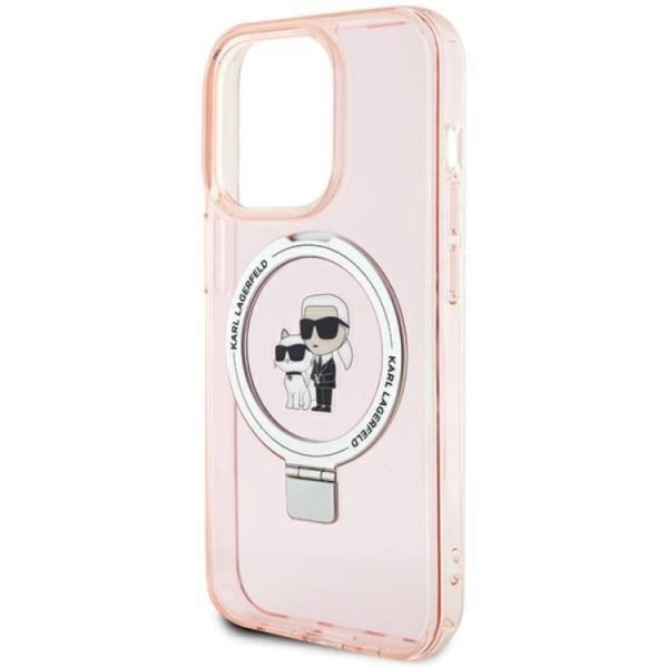 KARL LAGERFELD iPhone 15 Pro Mobilskal MagSafe Ringstativ - Rosa