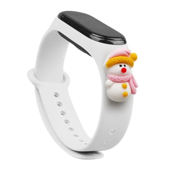 Xiaomi Mi Band 3/4 Silikon Strap Xmas Snowman 2- Vit Vit