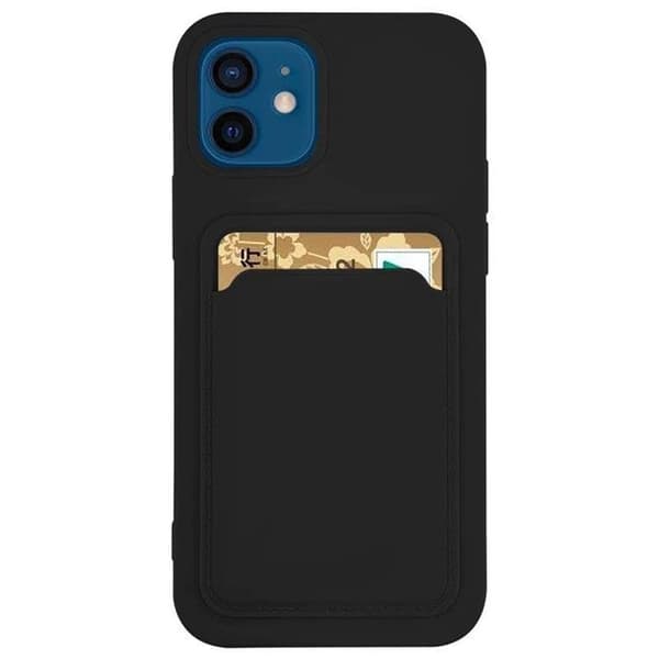 Silikone Kortholder Etui Galaxy A72 4G - Sort Svart