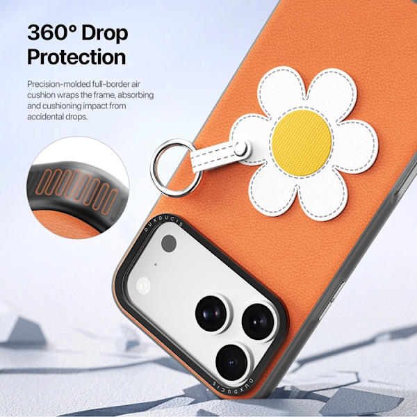 DUX DUCIS Mobilskal till iPhone 17 Pro Max Fingerring/Rem Luvy Series Orange