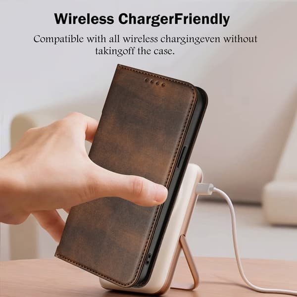 OnePlus 15 5G Plånboksfodral Retro RFID-Skydd Konstläder Brun