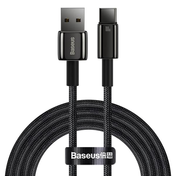 Baseus Tungsten USB-A til USB-C Kabel 100W 2m - Sort Black