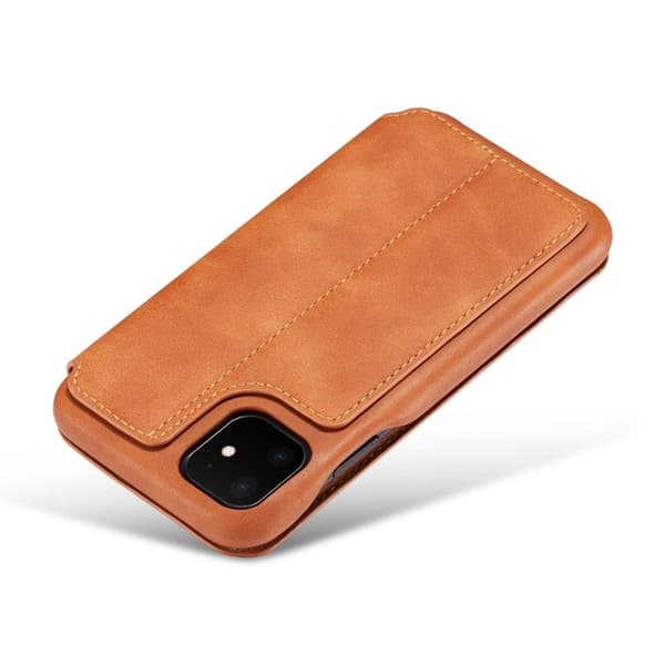 LC.IMEEKE Mobilskal till iPhone 11 Retro Stil Äkta Läder - Brun