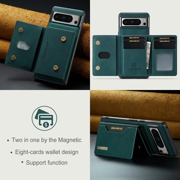 DG.MING M2 Series Google Pixel 8 Pro Plånboksfodral Konstläder Grön