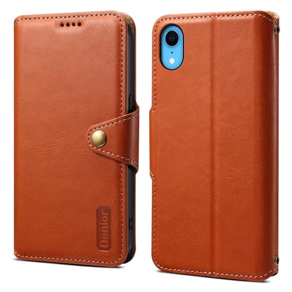 DENIOR iPhone XR Plånboksfodral Konstläder med Konstlädertextur - Brun