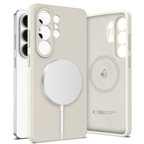 Tech-Protect telefonetui til Galaxy S26 Ultra Magsafe silikone - Cosmic Latte Beige