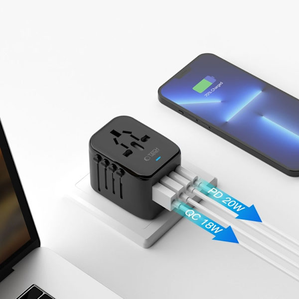 Tech-Protect Reseadapter EU/UK/US/AU TA200 - Svart