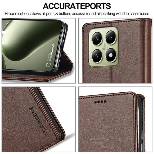 LC.IMEEKE Xiaomi 14T Plånboksfodral Konstläder - Brun
