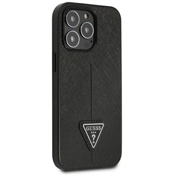 GUESS iPhone 14 Pro -kotelo Saffiano Triangle Logo - Musta Black