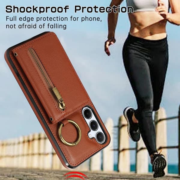 Plånboksfodral för Samsung Galaxy S26 Plus Konstläder Kickstand - Brun