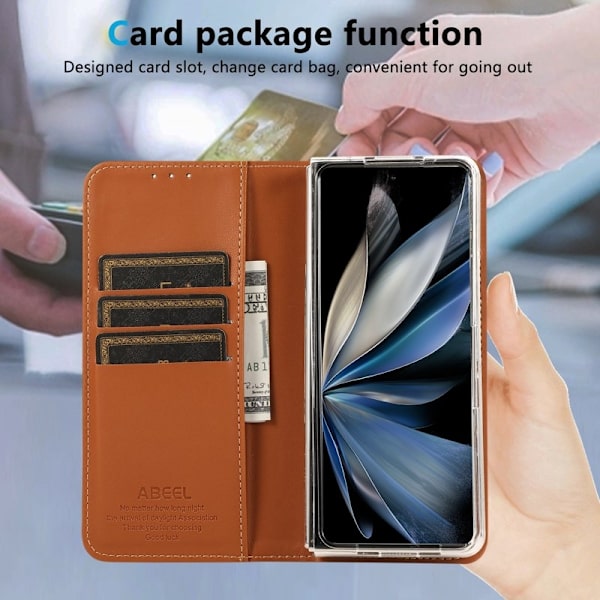 ABEEL Google Pixel 9 Pro Fold 5G Plånboksfodral RFID-Skydd Konstläder -Brunt