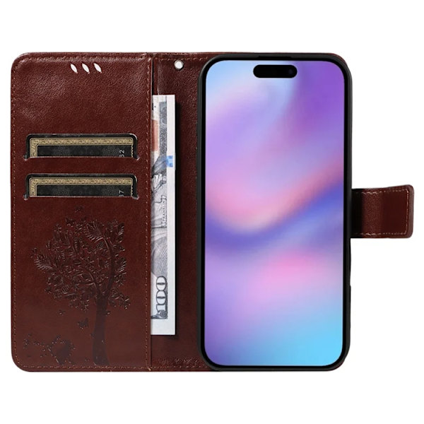iPhone Air Konstläder Plånboksfodral Tree Pattern - Coffee Brun