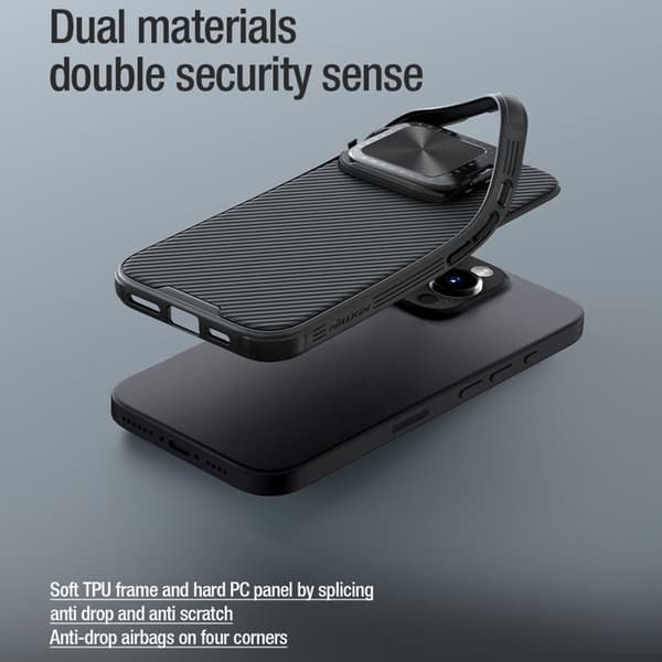 NILLKIN CamShield Prop Mobilskal till iPhone 16 Pro med Kamera Skydd Grön