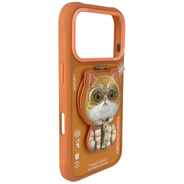 Nimmy Mobilskal til iPhone 17 Pro Max MagSafe Vedhæng Cool&Cute 2.0 Kat Orange Orange