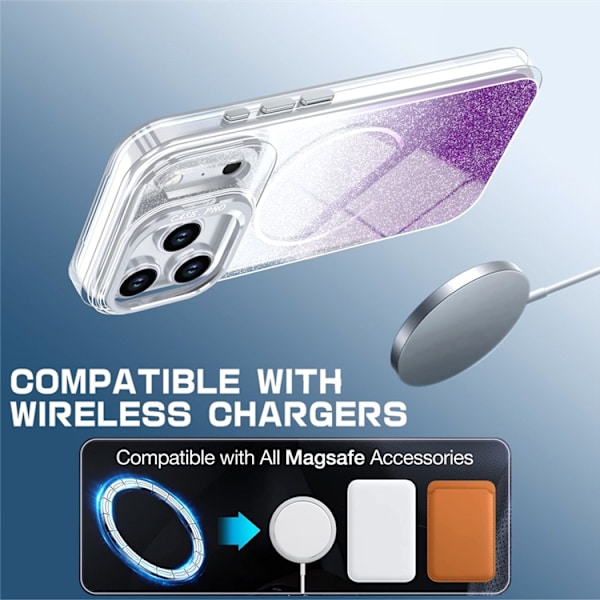 Mobilskal till iPhone 17 Pro Max MagSafe Shockproof Glitter Gradient - Lila Lila