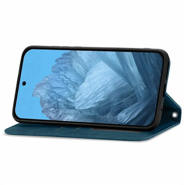 Google Pixel 10/10 Pro Konstläder Plånboksfodral Magnetic Absorption - Blå Blå