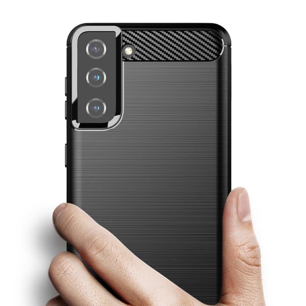 Carbon Fleksibel TPU Etui til Samsung Galaxy S21 Plus 5G - Sort Black