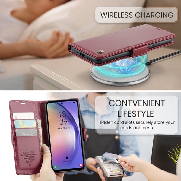 CASEME Plånboksfodral Konstläder till Samsung Galaxy A54 5G - Röd