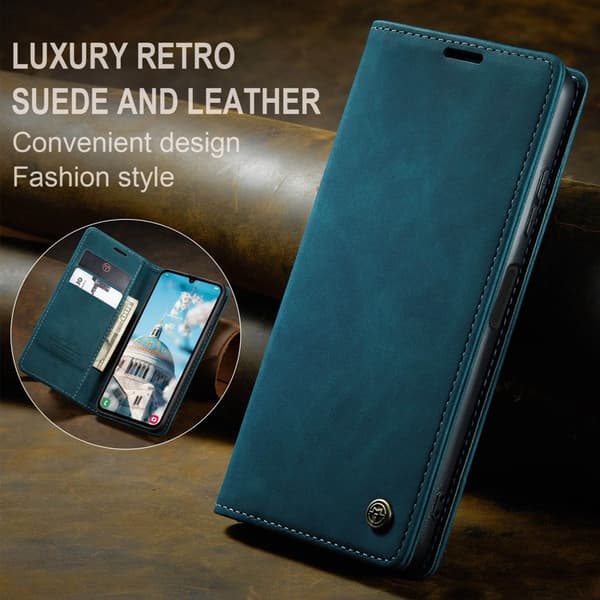 CASEME 013 Series Konstläder Plånboksfodral för Samsung Galaxy A16 5G - Blå
