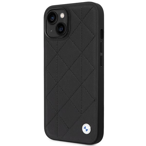 BMW iPhone 14 Mobilskal Läder Quilted - Musta Black