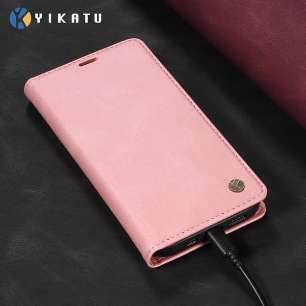 YIKATU OnePlus 15 5G Konstläder Plånboksfodral Skin-Touch Rosa