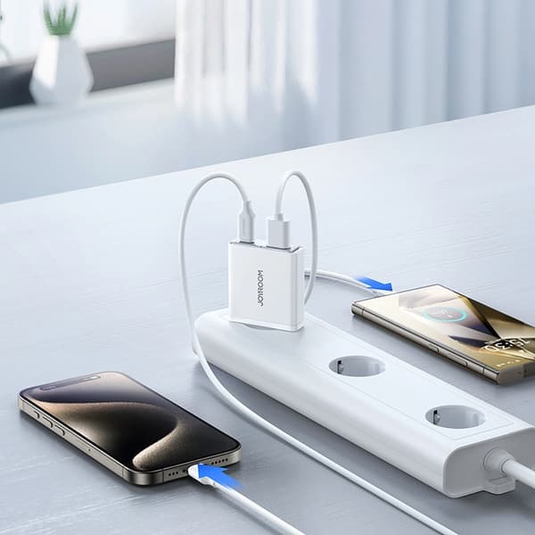 Joyroom Hurtigoplader 20W USB-A - USB-C Super Slim - Hvid Vit