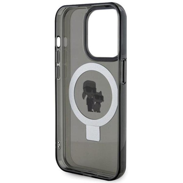 KARL LAGERFELD iPhone 15 Plus Mobilskal MagSafe Ringställ - Svart Svart