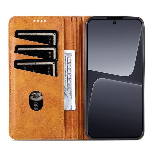AZNS Xiaomi 13 5G Flip Plånboksfodral Konstläder - Brun