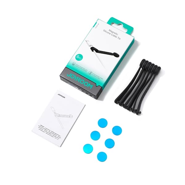 [6-Pack] Joyroom Silikon Magnetiska Kabelband - Svart