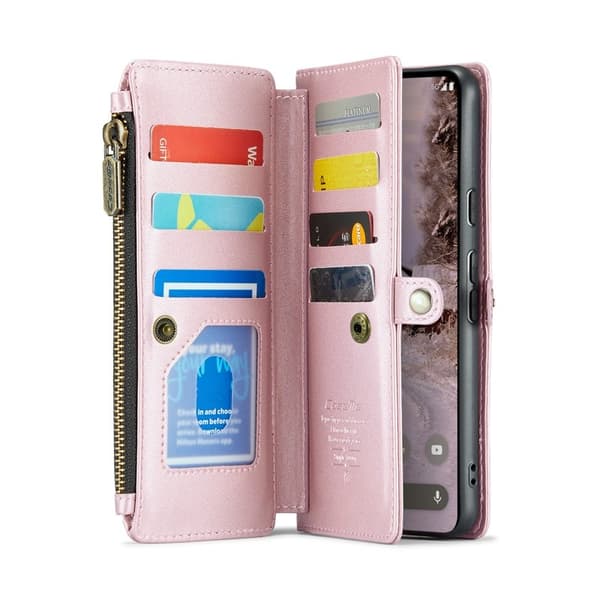 CASEME Plånboksfodral Konstläder för Google Pixel 9 Pro XL - Rosa