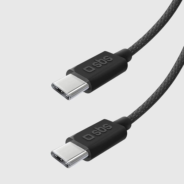 SBS USB-C - USB-C Kabel 1.5m 60W Braided - Svart
